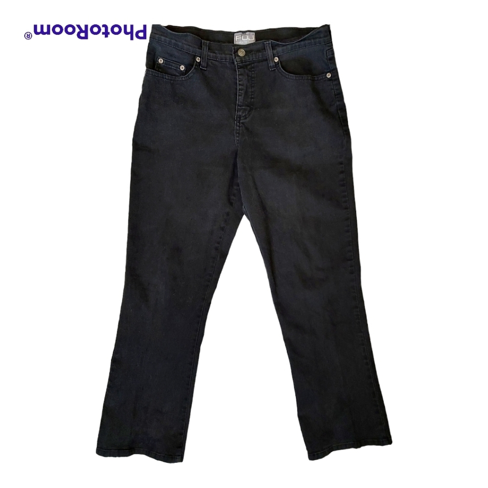 FDJ - French Dressing Jeans Lightly Faded Slightly Flared Black Size 8P